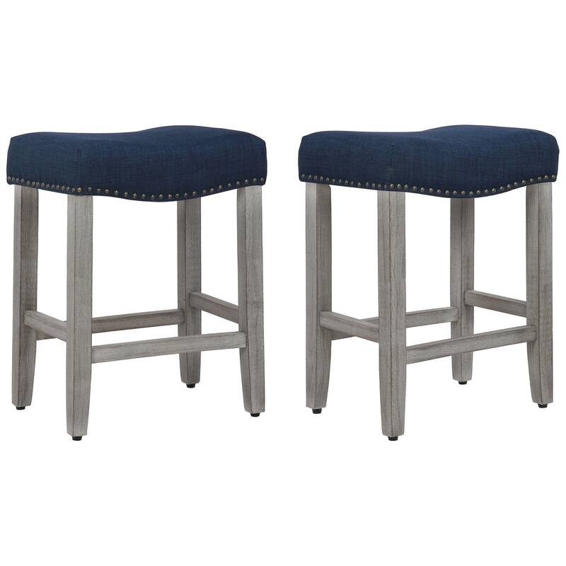 Jameson Upholstered Polyester Gray 24 Inch Counter Stool (Set Of 2)