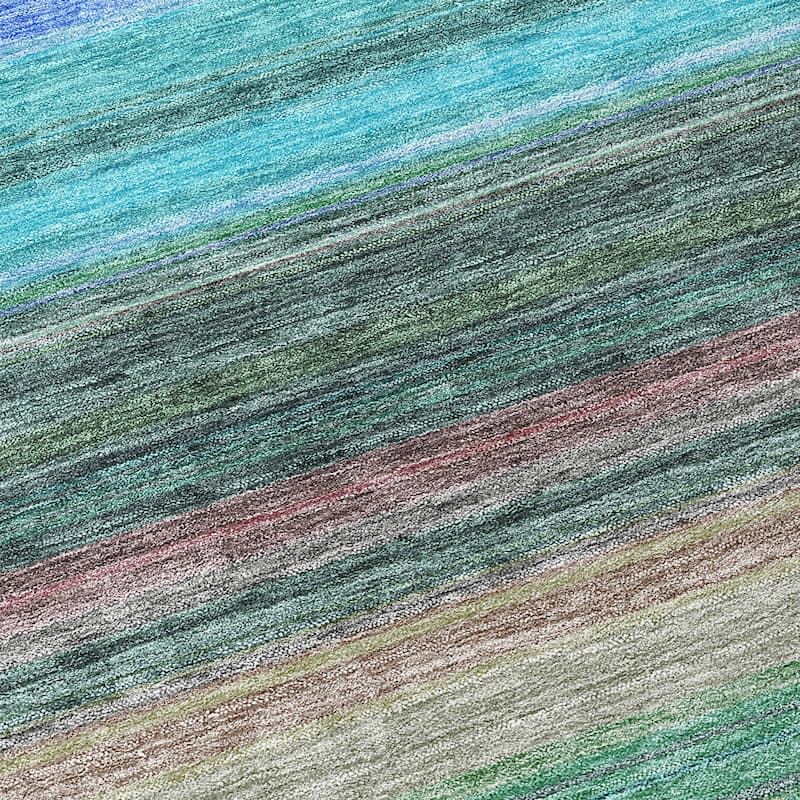 Machine Washable Indoor/ Outdoor Ombre Stripes Chantille Rug