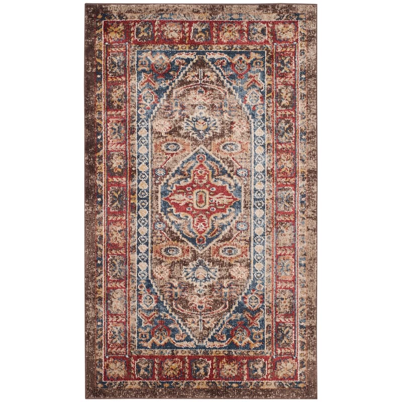 SAFAVIEH Bijar Bertineke Traditional Oriental Distressed Rug - 4' x 6' - Brown/Royal