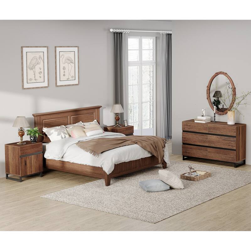 3-Piece Dresser And Nightstand Set, Dresser With 6 Drawers, 2 Nightstand for Bedroom, Bedroom Furniture Set