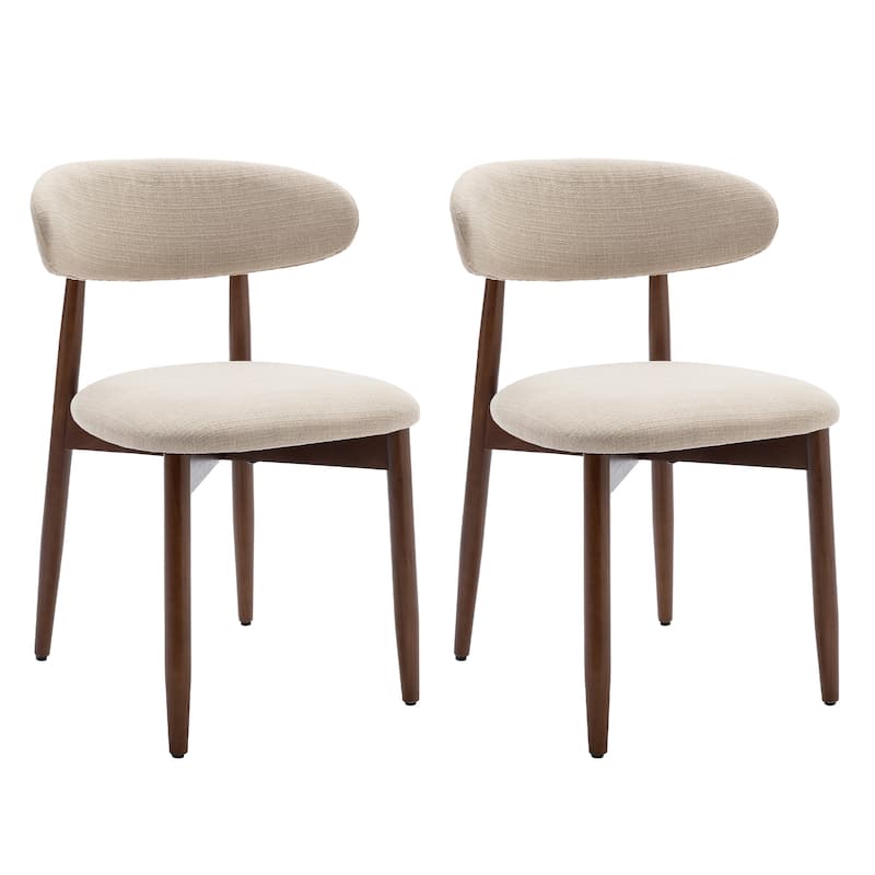 Modern Farmhouse Wooden Dining Chairs (Set of 2/4/6) – Upholstered Fabric Side Chairs with Floor Protectors - Set of 2 - Beige