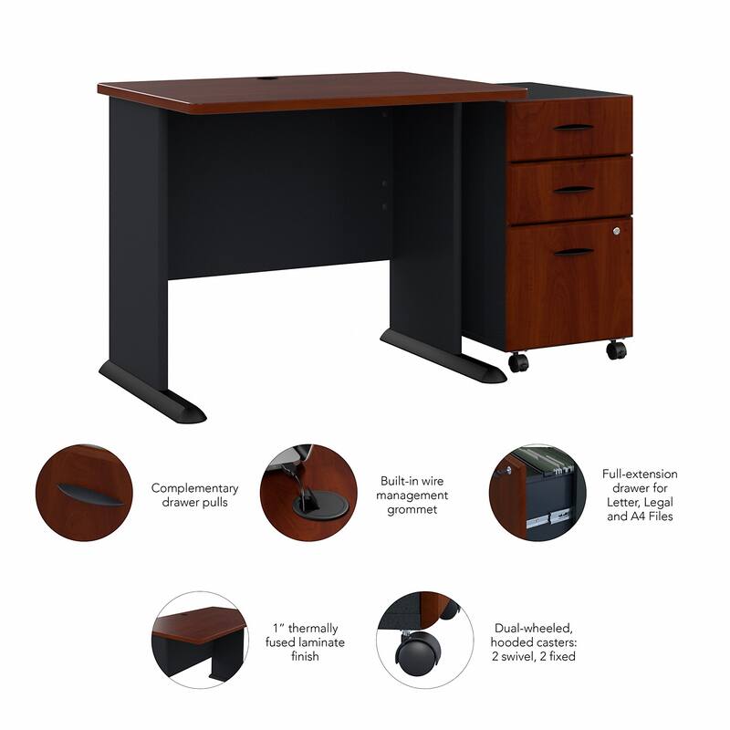 Series A 36W Desk with Mobile File Cabinet by Bush Business Furniture