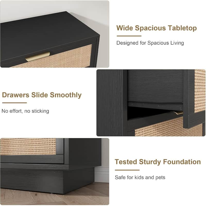 5 Drawer Rattan Dresser for Bedroom