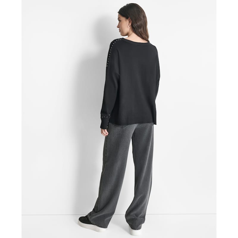 DKNY Studded Crewneck Sweater