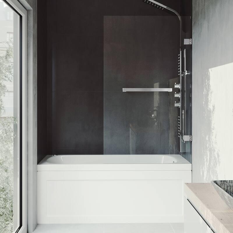 VIGO Rialto 34" W x 58" H Frameless Hinged Tub Door in Matte Black