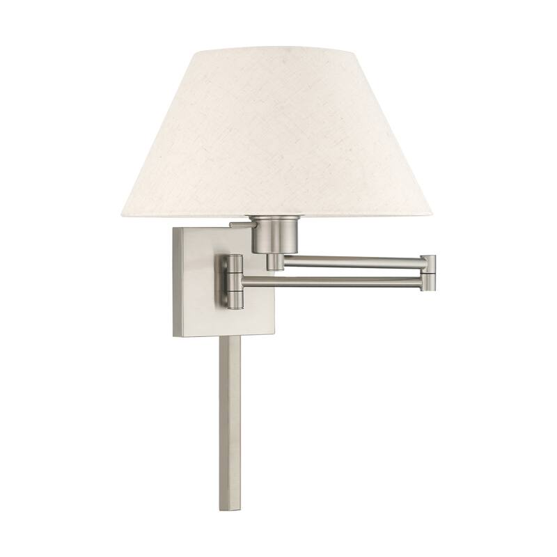 Livex Lighting 1-Light Oatmeal Shade Swing Arm Wall Lamp, 40038