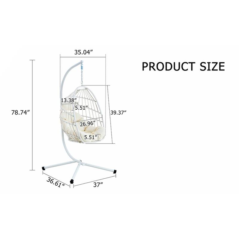Heavy-Duty Iron Hanging Chair with Wicker Weave for Indoor/Outdoor Comfort