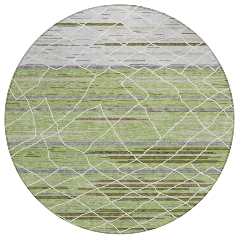 Machine Washable Indoor/ Outdoor Modern Global Chantille Rug