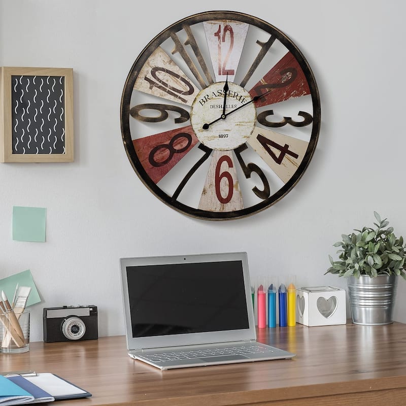 Large Wall Clock 24" Decorative, Office, Analog Modern Farmhouse Style