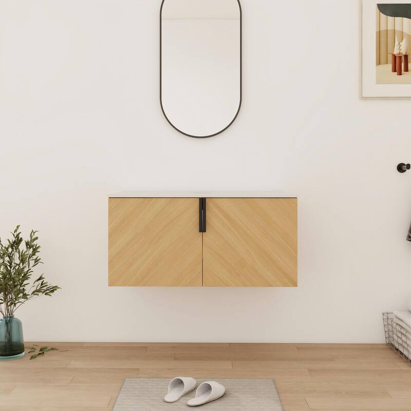 Bathroom Vanity With Sink In 30/36 Inch, Floating Bathroom Vanity With 2 Soft Close Doors