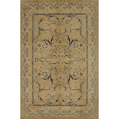 Hand Knotted Oriental 100% Wool Carpet Floral Beige & Ivories N/A Area Rug - 11' 5'' X 9' 1''