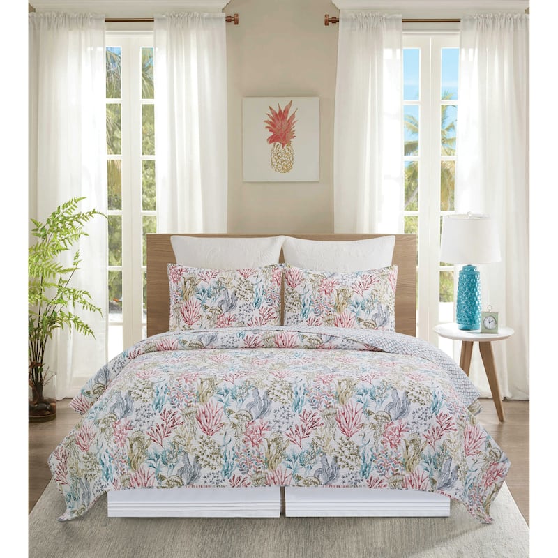 Delphina Reef Cotton Quilt Set - Reversible and Machine Washable