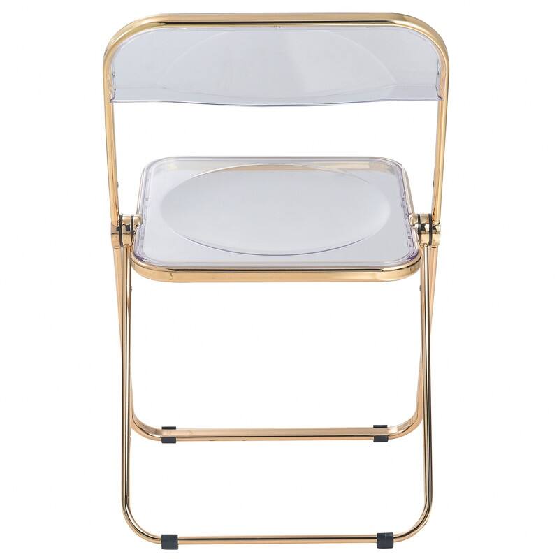 Lawrence Modern Foldable Transparent Acrylic Gold Chrome Folding Chair for Multipurpose Spaces Set of 4 - 30"