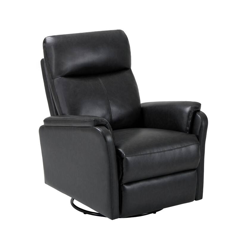 Fabric Recliner Sofa Chair - Swivel Rocking with XL Footrest - Single Seat for Living Room - Charcoal-Leather