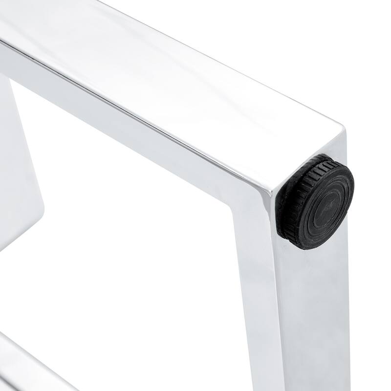 Roomfitters Rectangular Glass Dining Table for 6-8 with White MDF Trapezoid Legs for Dining Room or Kitchen, White