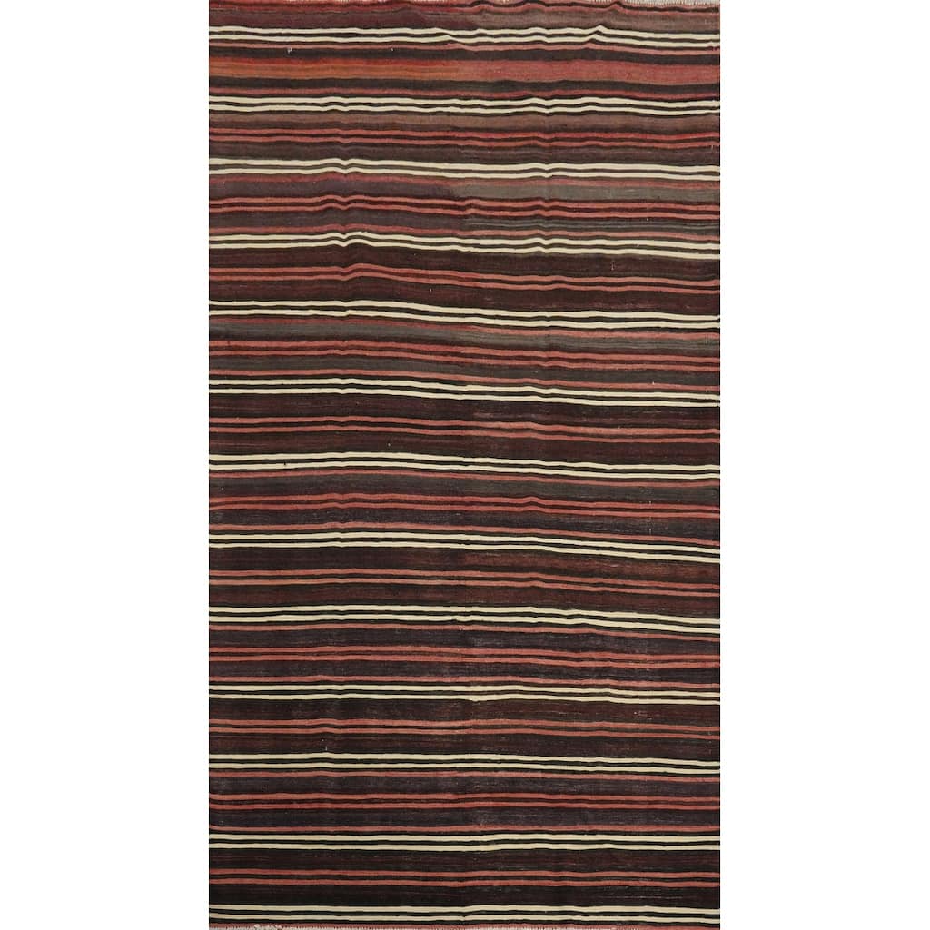 Hand Woven Oriental 100% Wool Carpet Southwestern Geometric Multi-Colored Kilim Area Rug - 9' 4'' X 5' 3''