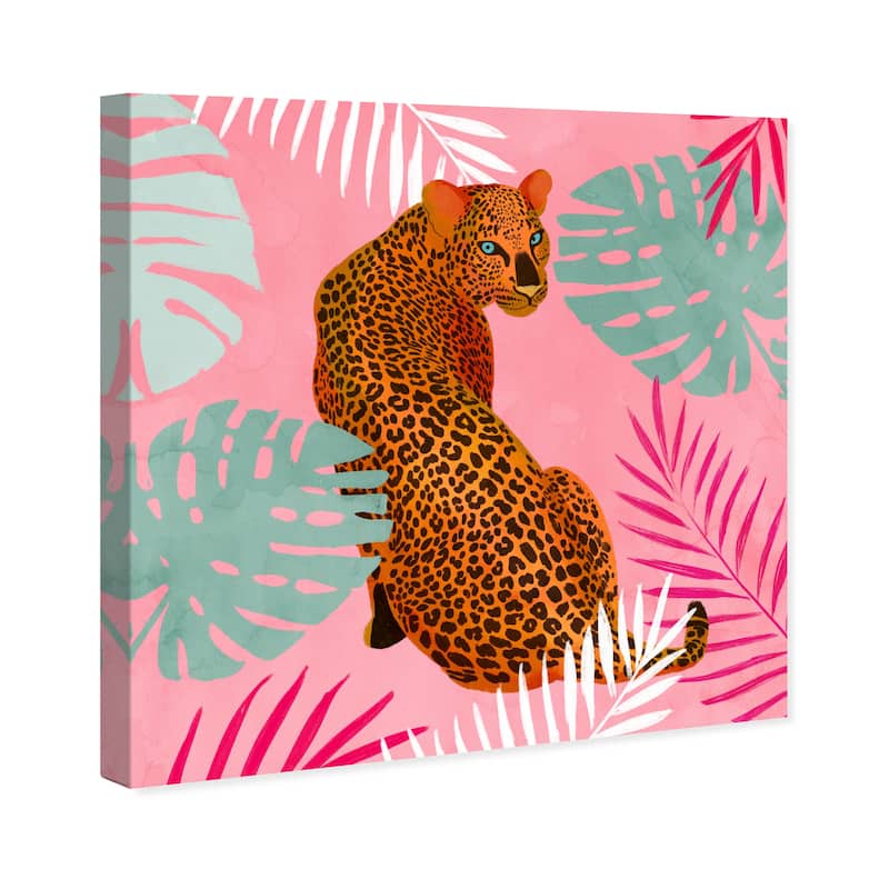 Wynwood Studio Canvas Animals Pink Cheetah Style Pink and Mint Green Tropical Wall Art Canvas Print