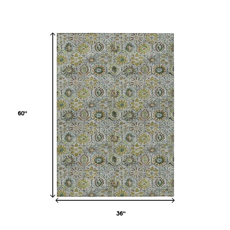 HomeRoots Floral Transitional Rectangle Outdoor Rug
