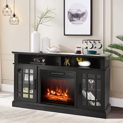 Gymax 48" TV Stand Console Cabinet w/ Fireplace Entertainment Center - 48'' x 16'' x 30''