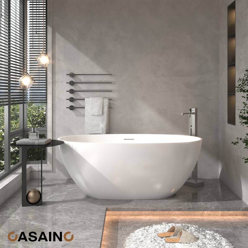 CASAINC Single-Handle Freestanding Floor-Mount Roman Tub Faucet with Hand Shower