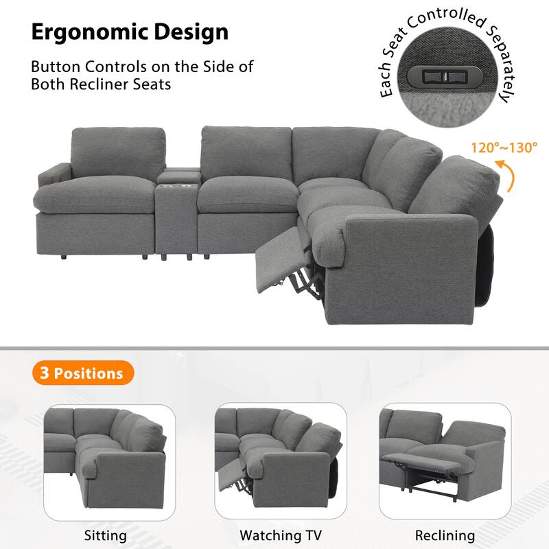 Living Room Sofa LShaped Corner Sofa Power Recliner Corner Sofa Home