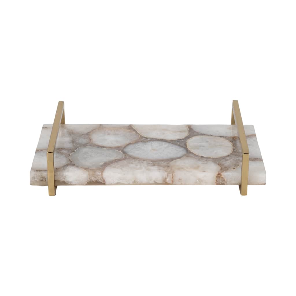 Sagebrook Home Agate Inspired 14" Tray with Elegant Gold Handles, Multi-color, Trays And Plates - 14" x 9" x 3"