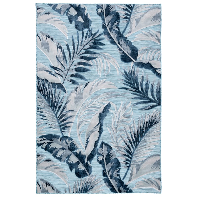 SAFAVIEH Cabana Zhuldyz Indoor/ Outdoor Waterproof Rug - 6'5" Square - Aqua/Navy
