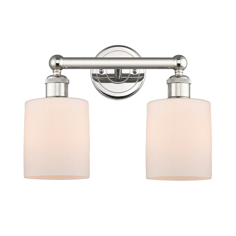 Innovations Lighting 616-2W-12-14 Cobbleskill Vanity Cobbleskill 2 - Polished Nickel / Matte White