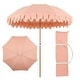 preview thumbnail 17 of 18, Horizon Coastal Scalloped Edge Beach Umbrella with Fringe, Push-Button Tilt, UV 50 Outdoor Canopy and Portable Carry Bag