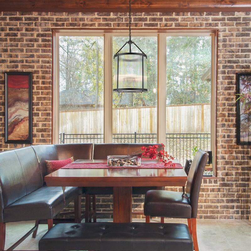 4 - Light Farmhouse Lantern Glass Drum Chandelier for Entryway