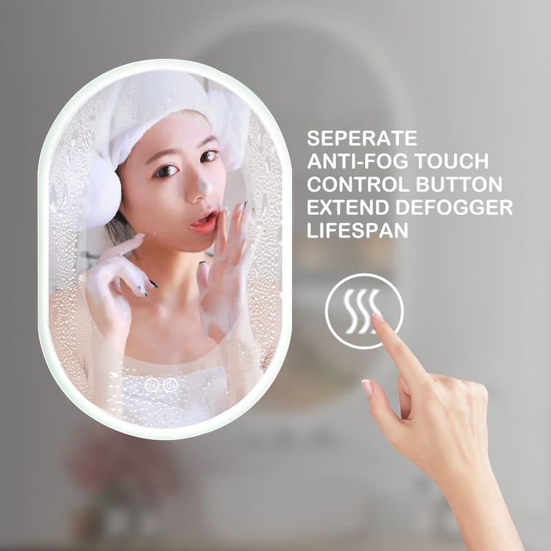 26''/32''/36''/40'' LED Oval Frameless Bathroom Backlit Vanity Mirror with Anti-Fog & Dimmable, Silver