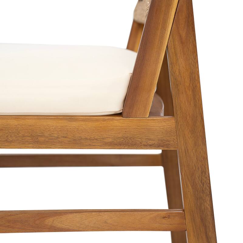 Christopher Knight Home - Arly Outdoor Acacia Wood and Wicker Dining Set with Cushioned Chairs, Bench, and Rectangular Table