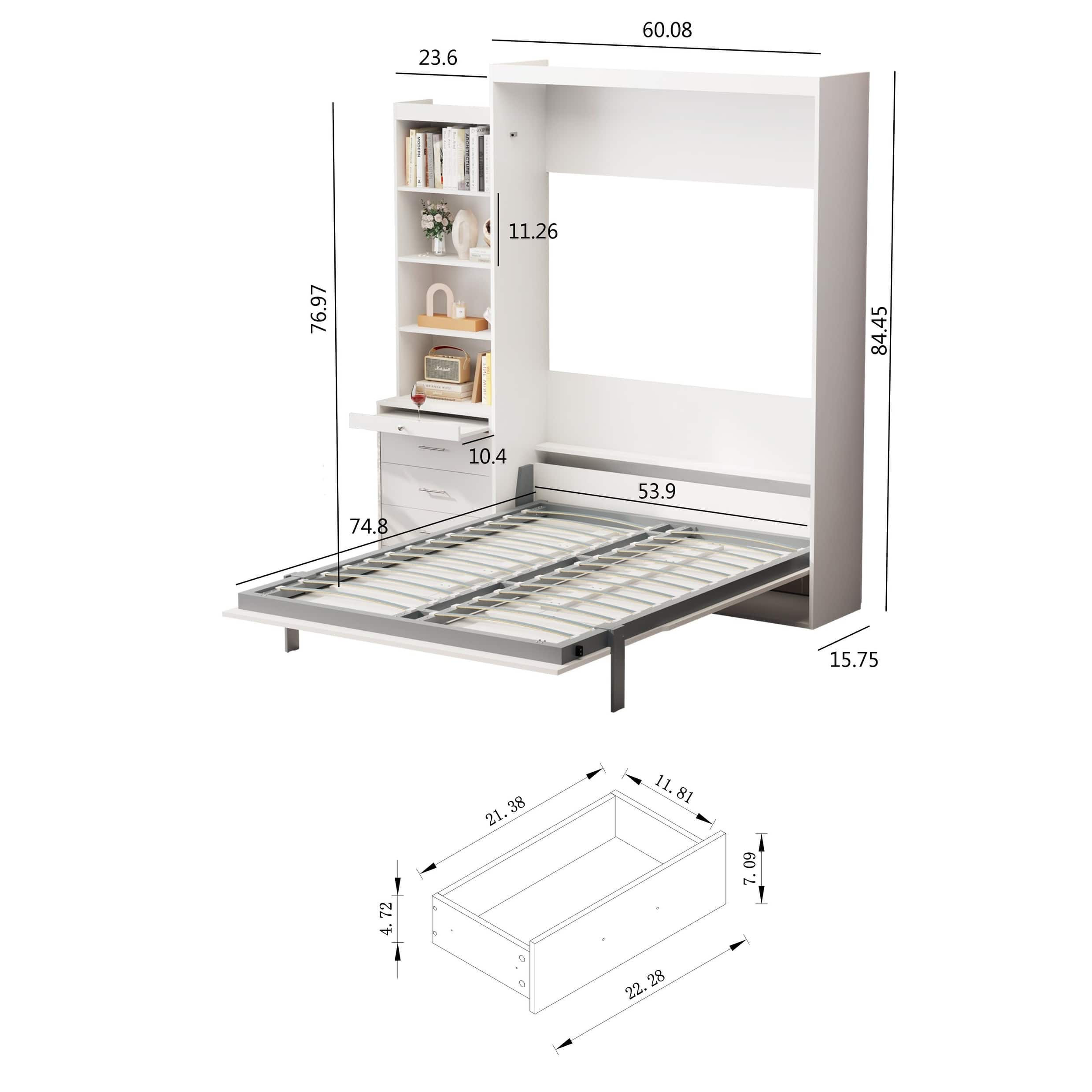 Full Size Vertical Murphy Bed, Can Be Folded Wall Bed and Side