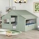 preview thumbnail 15 of 50, Closed House-shaped Frame Bed with Guardrail and Door for Toddler House Floor Bed Montessori Style Floor Bed with Roof, Windows