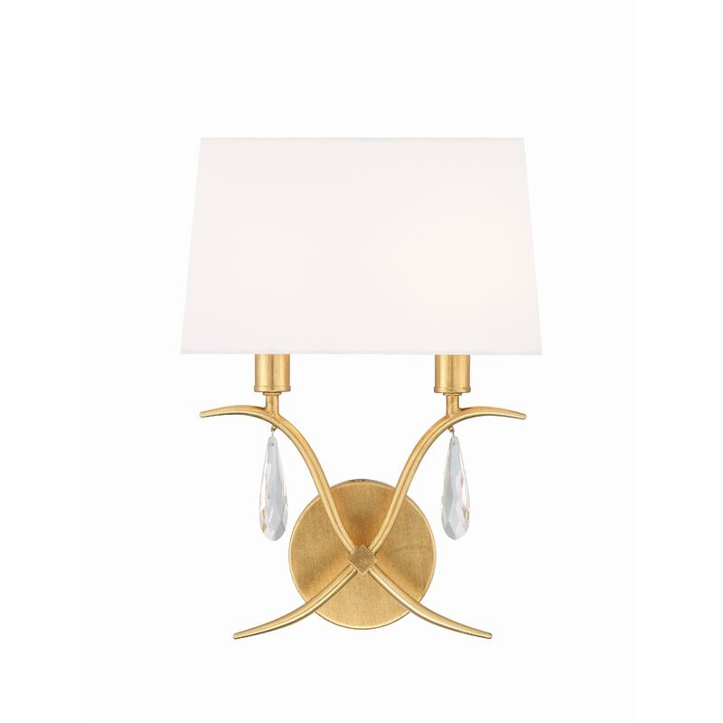 Crystorama Lighting Group ROL-18802 Rollins 2 Light 14" Tall Wall - Antique Gold