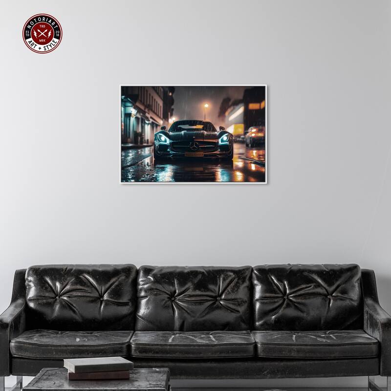Notoriart Drive Through The Town Framed Car 1 Piece Canvas Wall Art