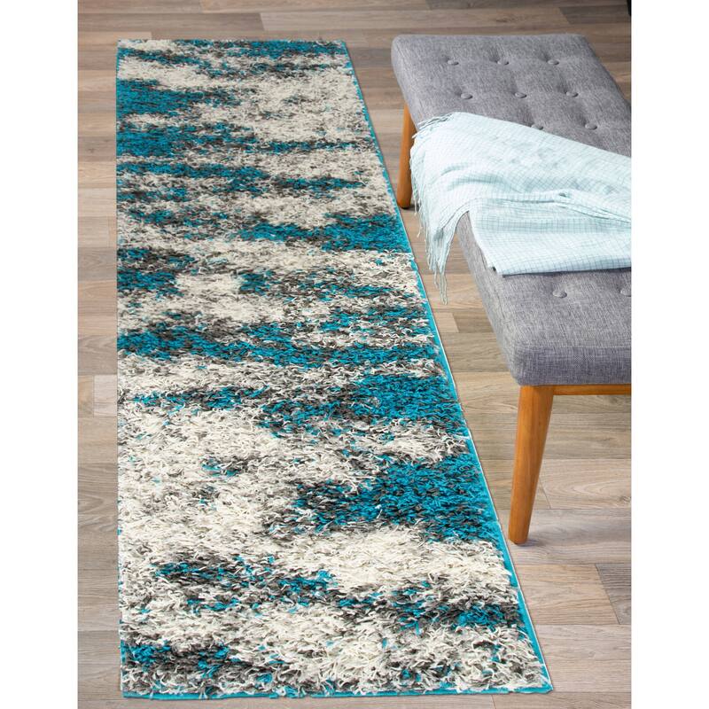World Rug Gallery Modern Abstract Design Plush Shag Area Rug