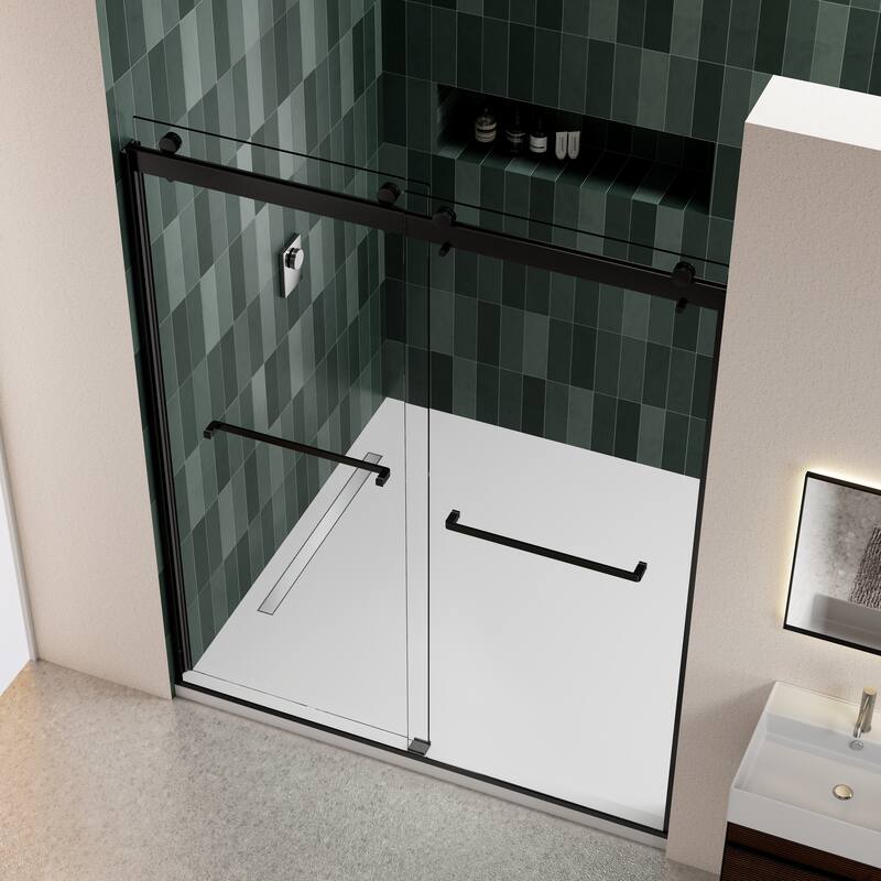 60"W x 74"H Frameless Double Sliding Shower Door with 5/16" Tempered Glass - 60'' x 74''