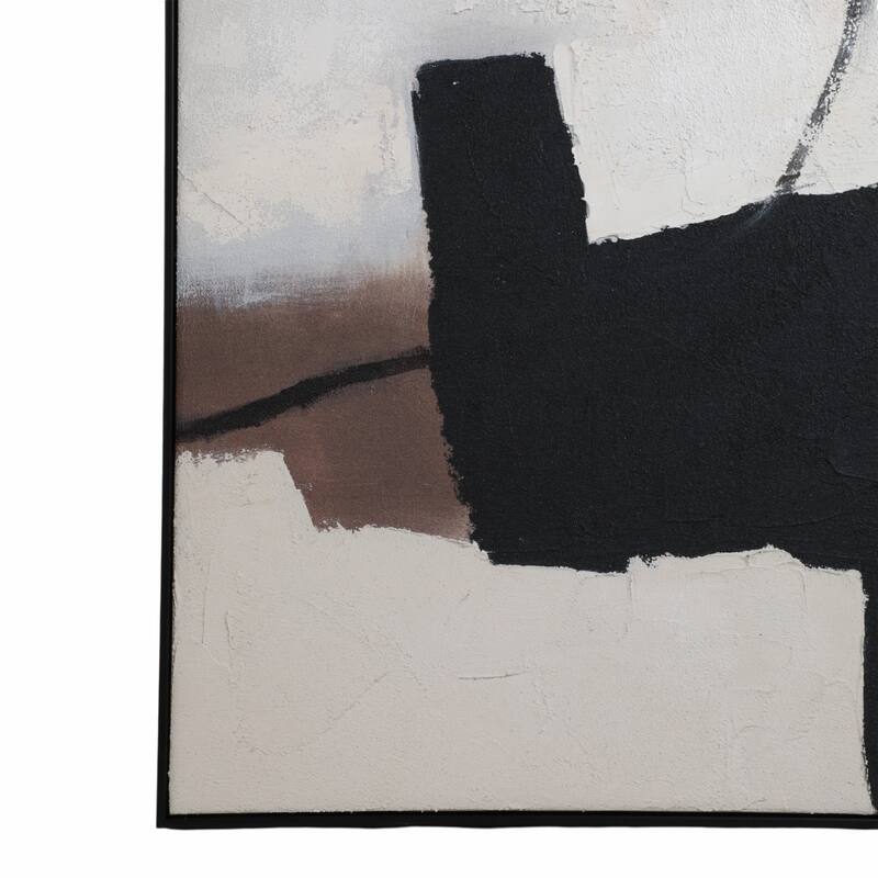 Canvas Art Wood Frame Abstract Modern Design - 40" Black, Brown