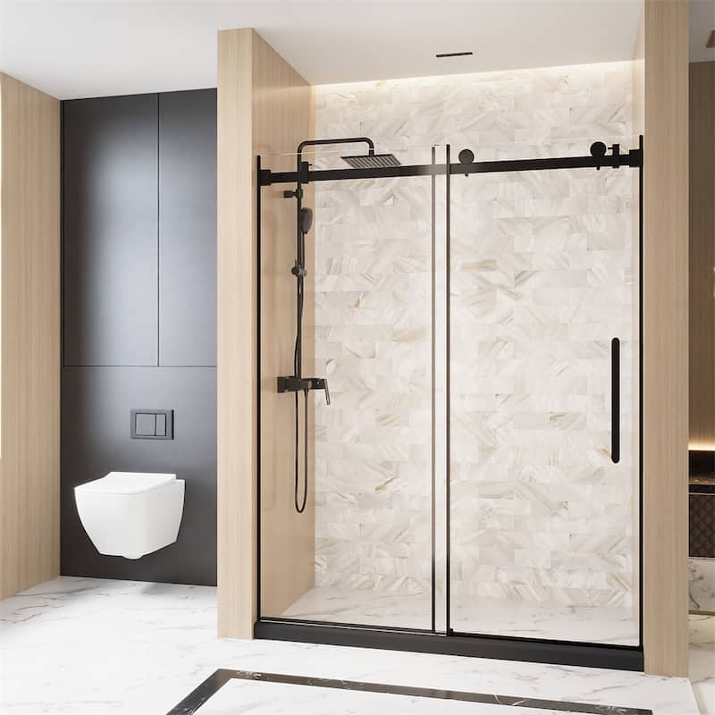 Frameless Single Sliding Shower Door 56-60 "W x 76" H,1/4 "(6 mm)