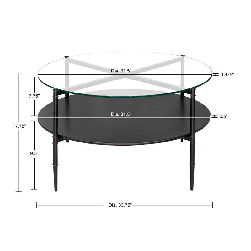 Martha Stewart Caroline Black Round Coffee Table with Interchangeable Wood and Glass Top