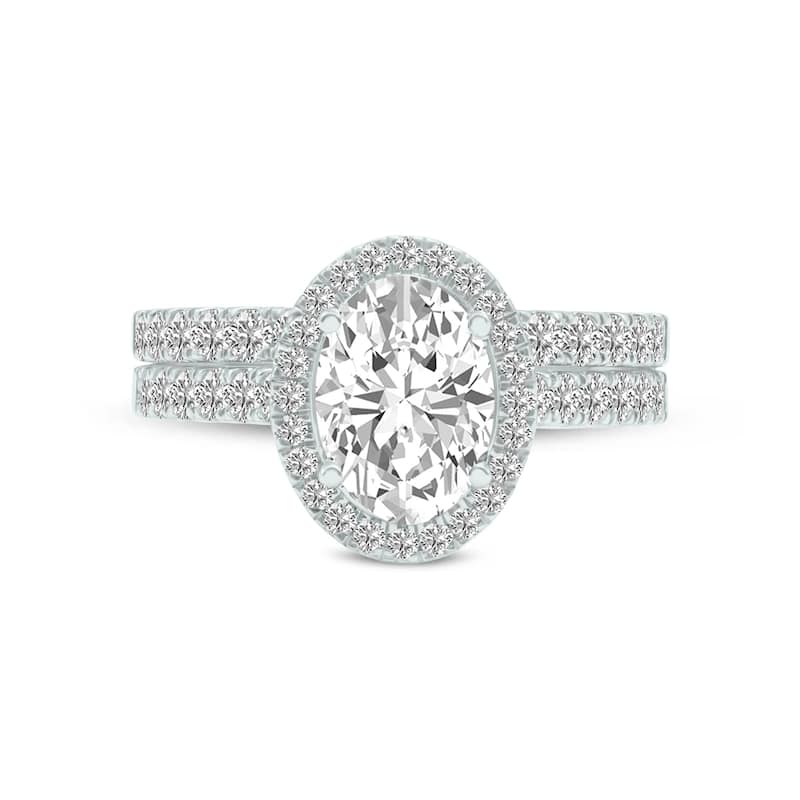 Marquee 4 1/3 Carat TW Center Oval Lab Grown Diamond Halo Bridal Set in 14Karat White Gold