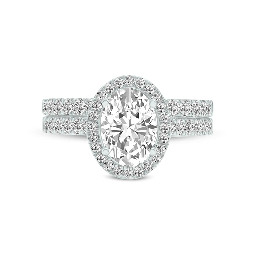 Marquee 4 1/3 Carat TW Center Oval Lab Grown Diamond Halo Bridal Set in 14Karat White Gold