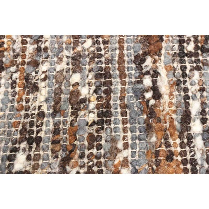 ECARPETGALLERY Braid weave Sienna Brown Wool Rug - 6'1 x 9'1