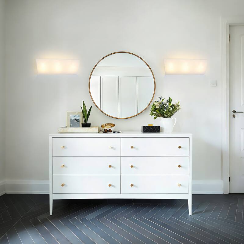 3-Light Modern Minimalist Rectangular Black & White Wall Sconce - Matte Black