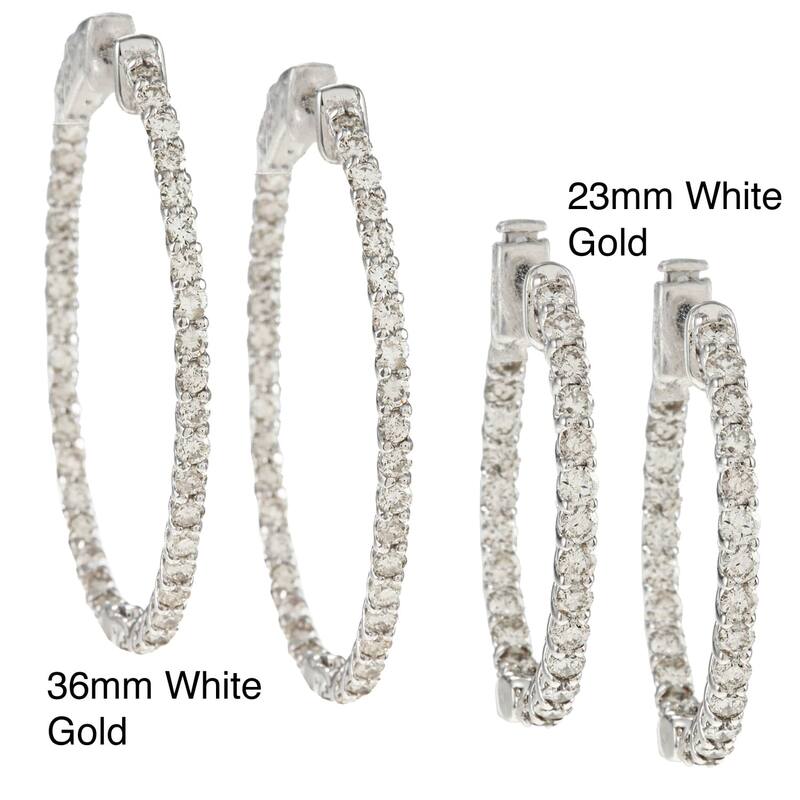 Auriya 14k Gold 2 1/2ctw Small or Medium Inside-out Diamond Hoop Earrings