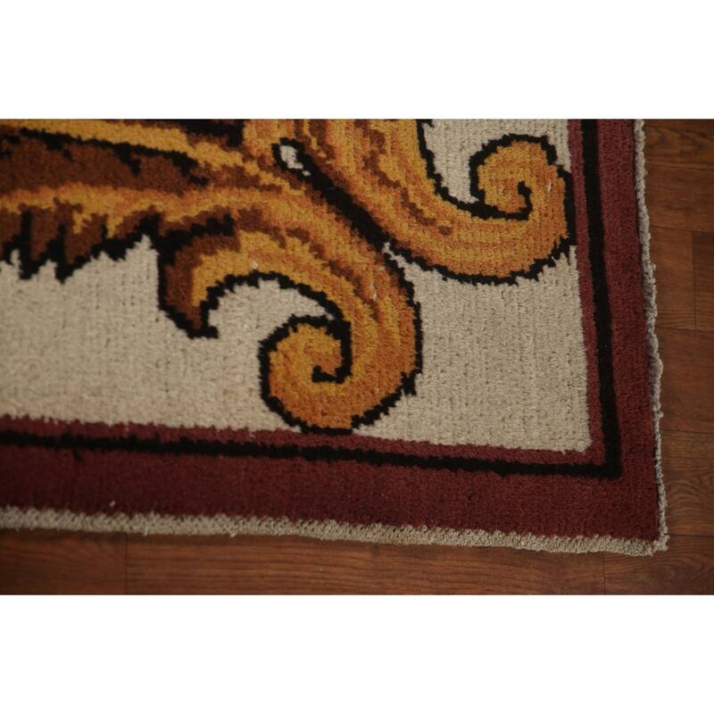 Aubusson Oriental Area Rug Handmade Wool Carpet - 8'2"x 9'2"