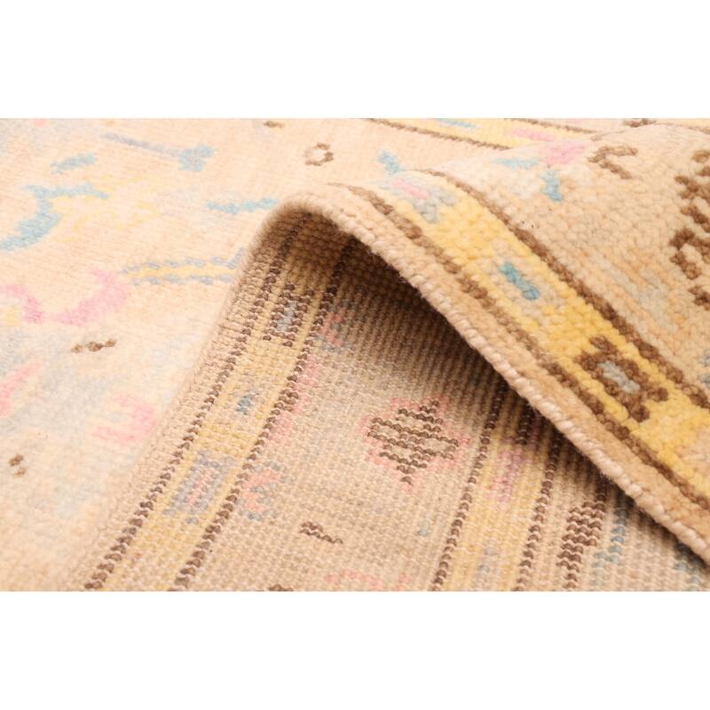 ECARPETGALLERY Hand-knotted Modern Oushak Tan Wool Rug - 3'2 x 20'0