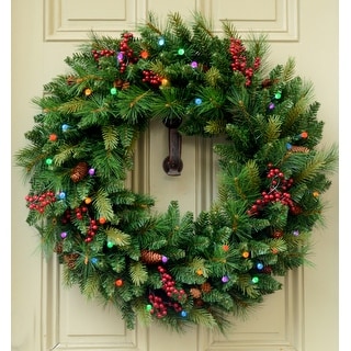 Woodland Berry Wreath B/O LED Lights (24", 30", 36")