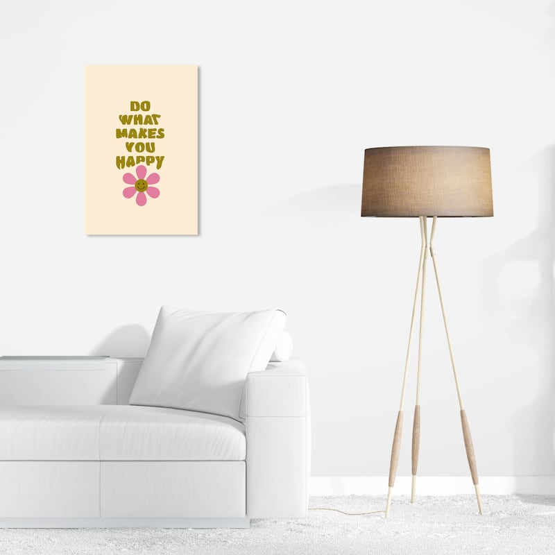 Wynwood Studio Canvas Typography and Quotes Just Happiness Green and Army Green Modern & Contemporary Wall Art Canvas Print - 16 x 24